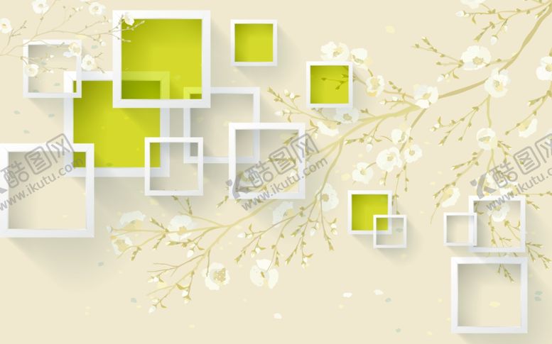 编号：39143610141108285542【酷图网】源文件下载-梅花框框背景墙