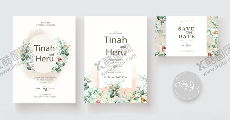 编号：84508704040049344887【酷图网】源文件下载-花卉婚礼请柬设计模板