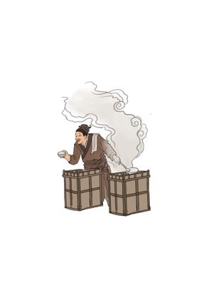 小贩插画古代街头人物合成包装
