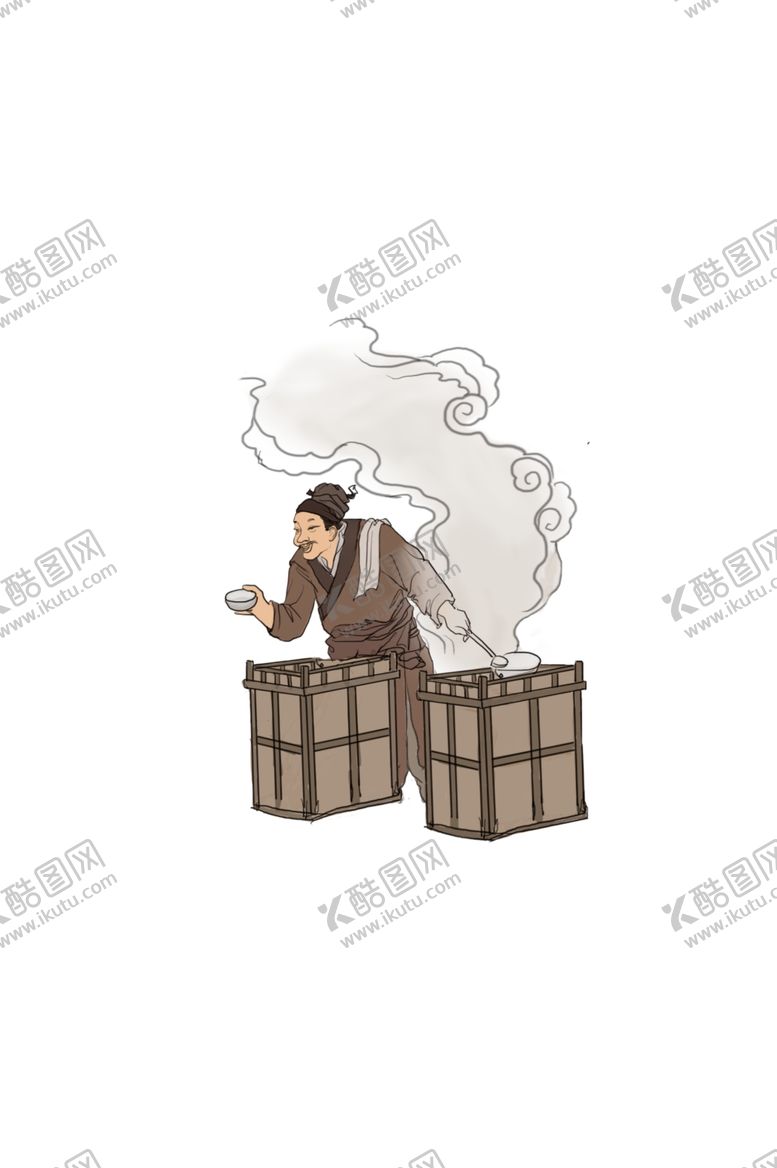 编号：35464206231940136735【酷图网】源文件下载-小贩插画古代街头人物合成包装