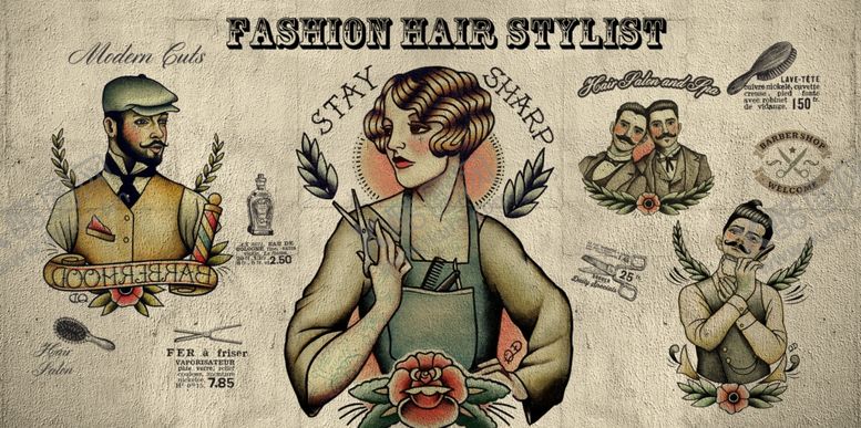 编号：19650309282156466445【酷图网】源文件下载-理发店背景墙