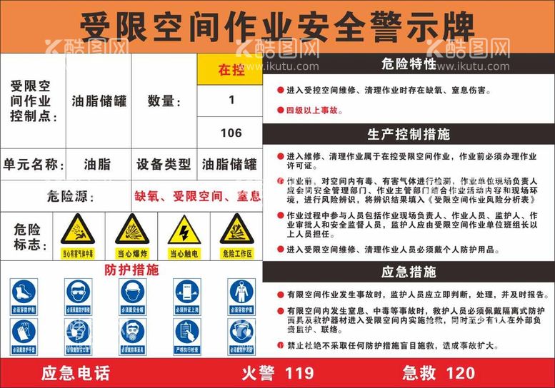 编号：43031112021048202641【酷图网】源文件下载-受限空间警示牌