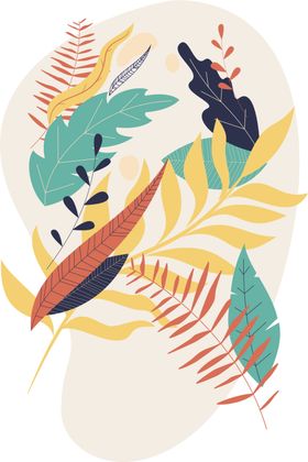 手绘树叶