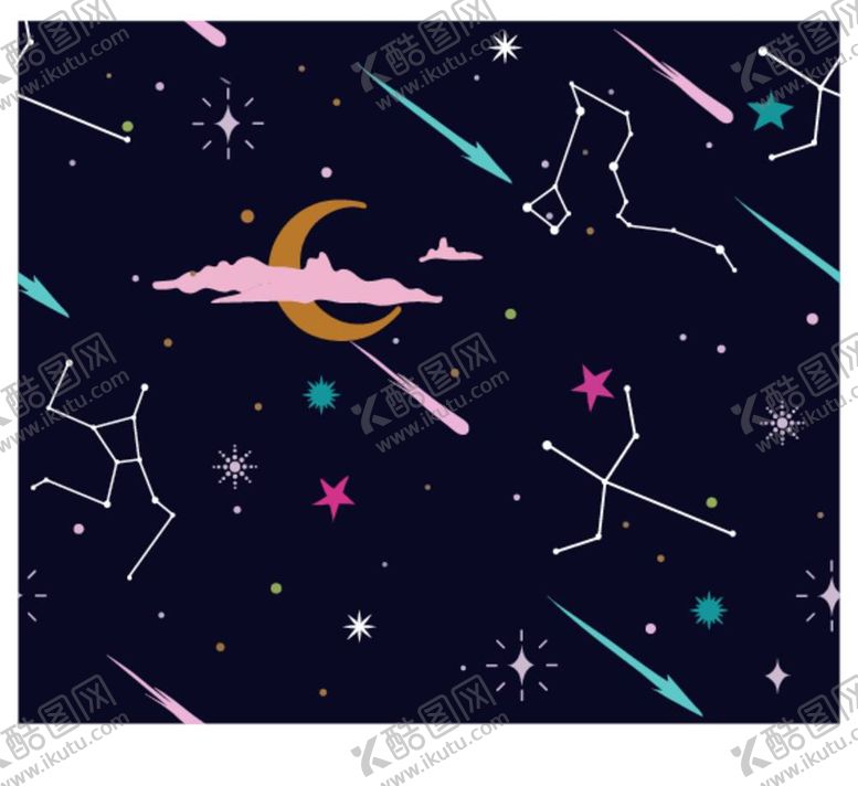 编号：82106712052242366381【酷图网】源文件下载-可爱星空印花图案