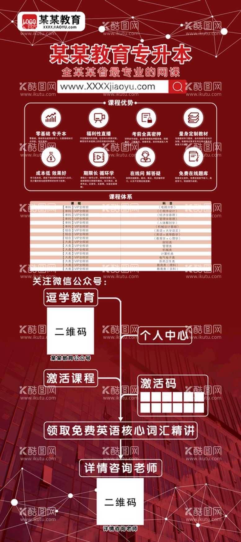 编号：29305811201229518180【酷图网】源文件下载-深红色考试教育宣传展架