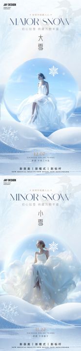 医美小雪大雪节气海报