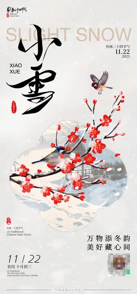 小雪节气插画国风海报