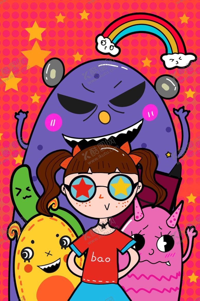 编号：19741711012007473429【酷图网】源文件下载-潮流卡通插画图案