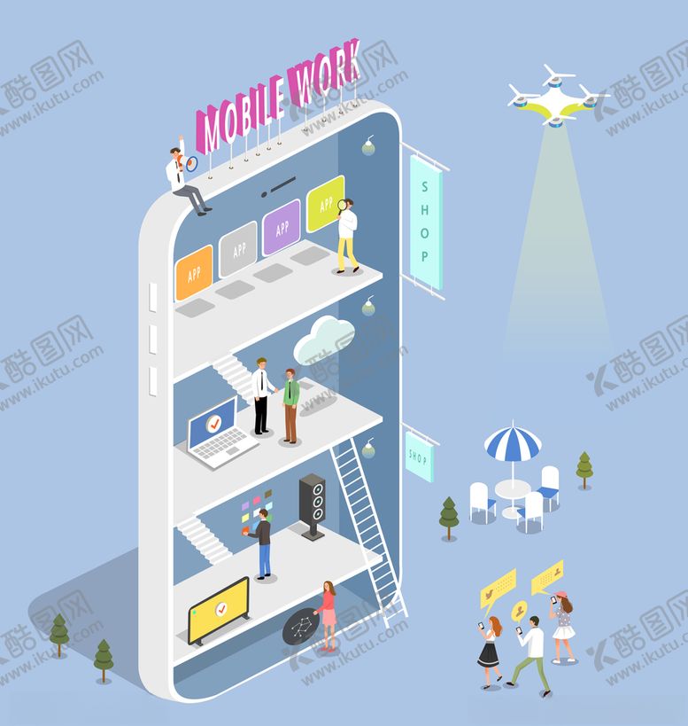 编号：62280703120643592899【酷图网】源文件下载-AI矢量2.5D网购电商插画