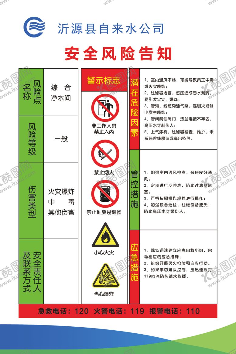 编号：76095210260701113113【酷图网】源文件下载-安全风险告知水厂