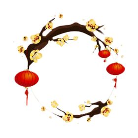 中国风灯笼梅花元素PNG式传统设计材