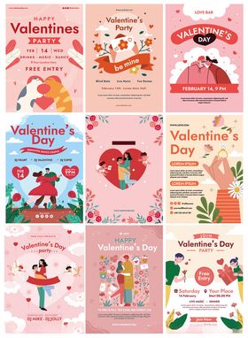 情人节主题插画设计素材