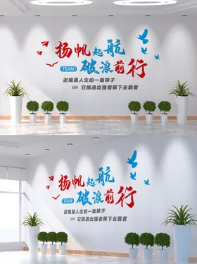 扬帆起航企业文化墙标语文化墙励志展板
