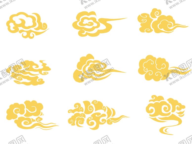 编号：27742602181723076588【酷图网】源文件下载-金色的中国风祥云元素