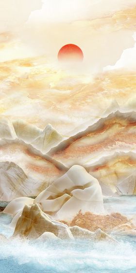 大理石山水玄关画