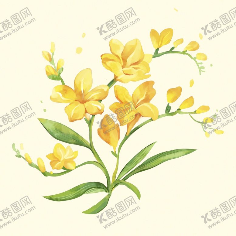 编号：17341206291459508552【酷图网】源文件下载-手绘黄色花卉插画