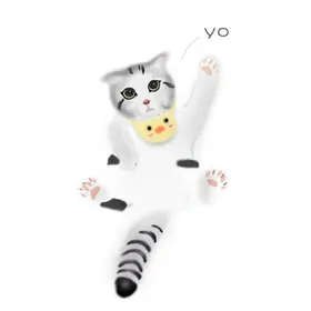 手绘卡通猫图片线稿家禽家咪插画