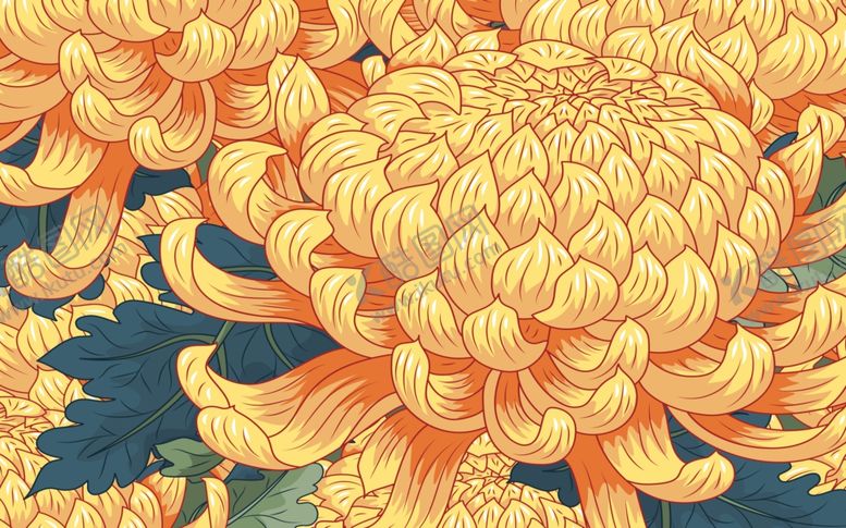 编号：98269401132030106423【酷图网】源文件下载-菊花背景墙