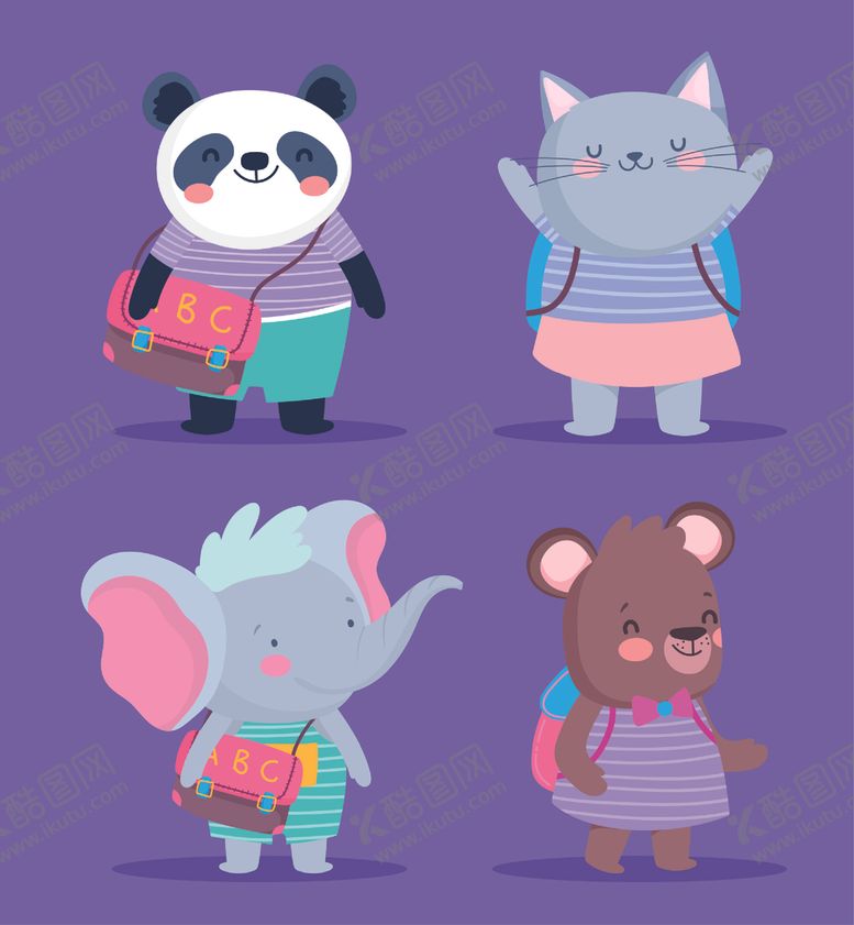 编号：49188509221537134460【酷图网】源文件下载-手绘动物开学