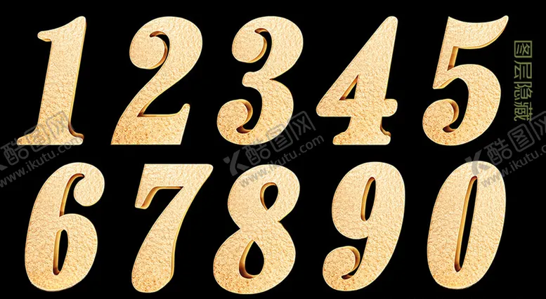 编号：28338309110534541936【酷图网】源文件下载-金色立体数字