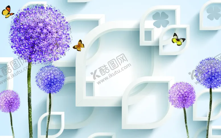 编号：50205502021721464174【酷图网】源文件下载-蒲公英电视背景墙