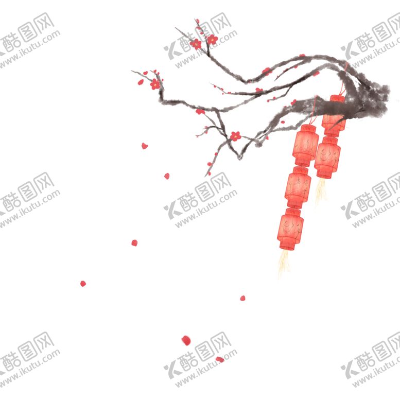 编号：65606105181649213876【酷图网】源文件下载-中国风灯笼梅花元素PNG