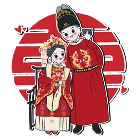 婚礼展板可爱古风