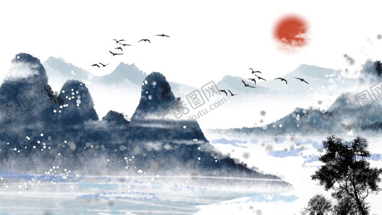 编号：38659405171621532120【酷图网】源文件下载-中国风山水背景