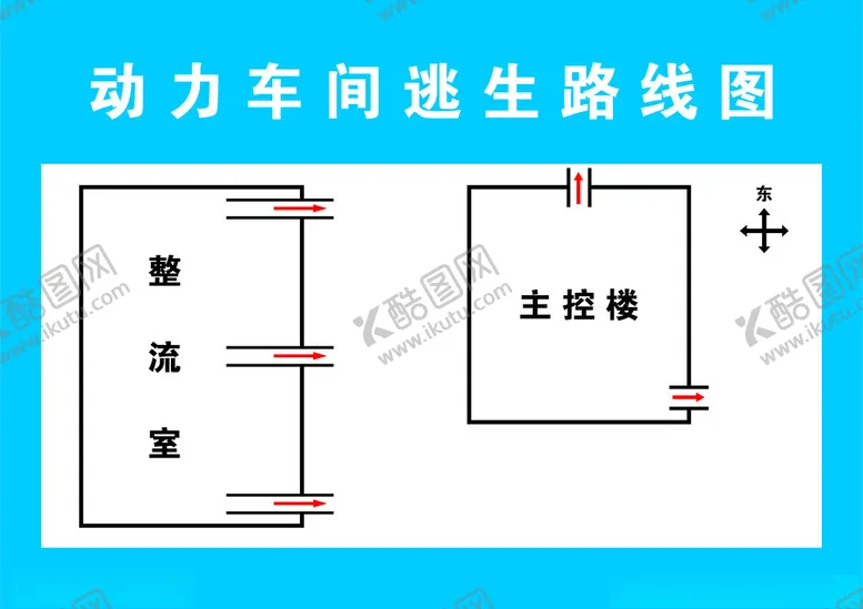 编号：98284211300255531401【酷图网】源文件下载-动力车间逃生路线图