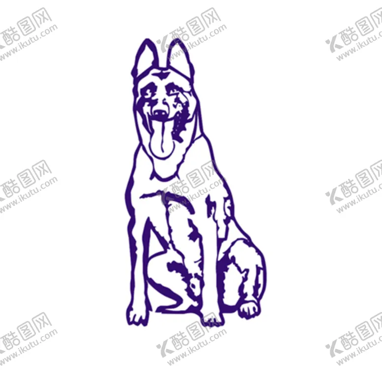 编号：65781801310314586034【酷图网】源文件下载-德国牧羊犬线条轮郭雕刻图