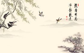 宁静致远3D立体画客厅墙画晶雕大理石纹