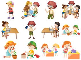 卡通儿童插图男孩绘本小孩子