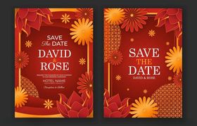 红色婚礼请柬设计模板