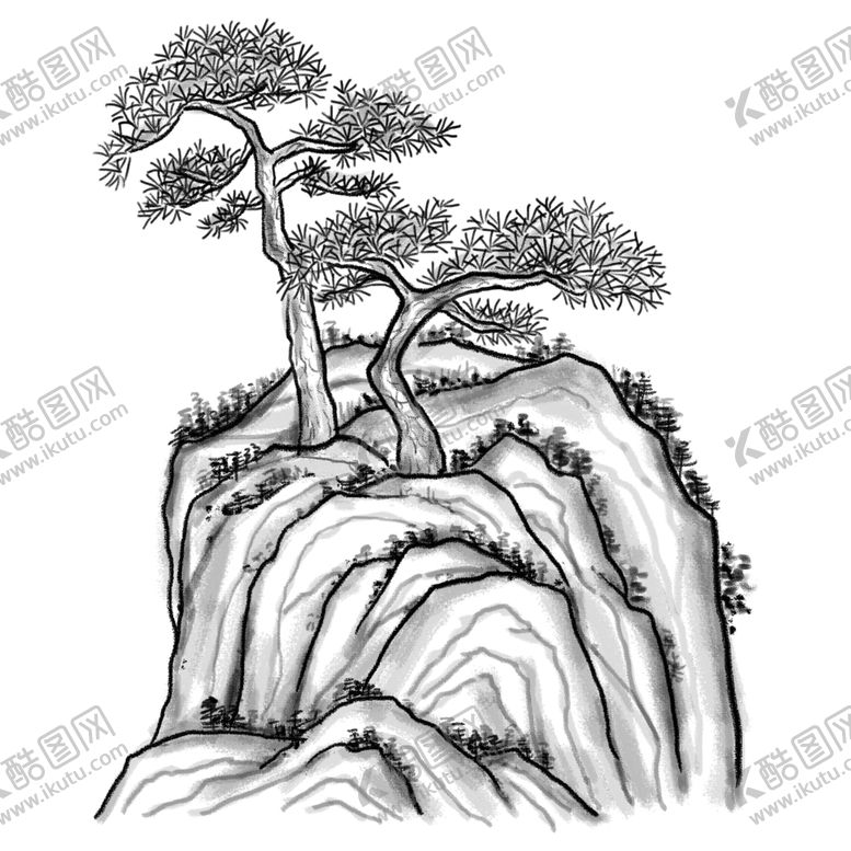 编号：83722707070156141124【酷图网】源文件下载-水墨中国风迎客松