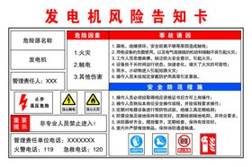 发电机安全风险点告知牌