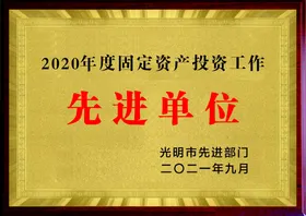 金色先进单位荣誉奖牌铜牌牌匾图