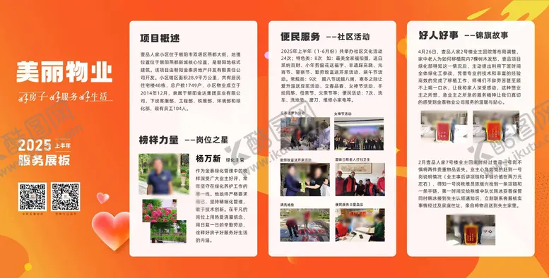 编号：17835301071419135830【酷图网】源文件下载-物业月度服务报告公告栏展板设计