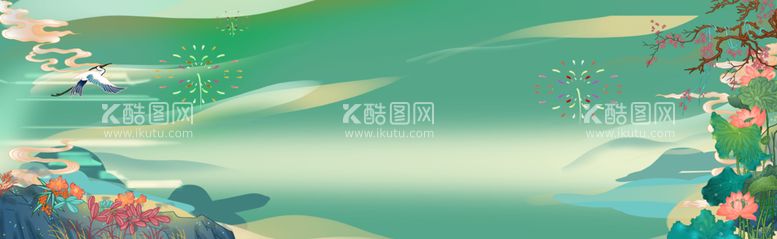 编号：31390510221910414361【酷图网】源文件下载-仙鹤鲜花背景