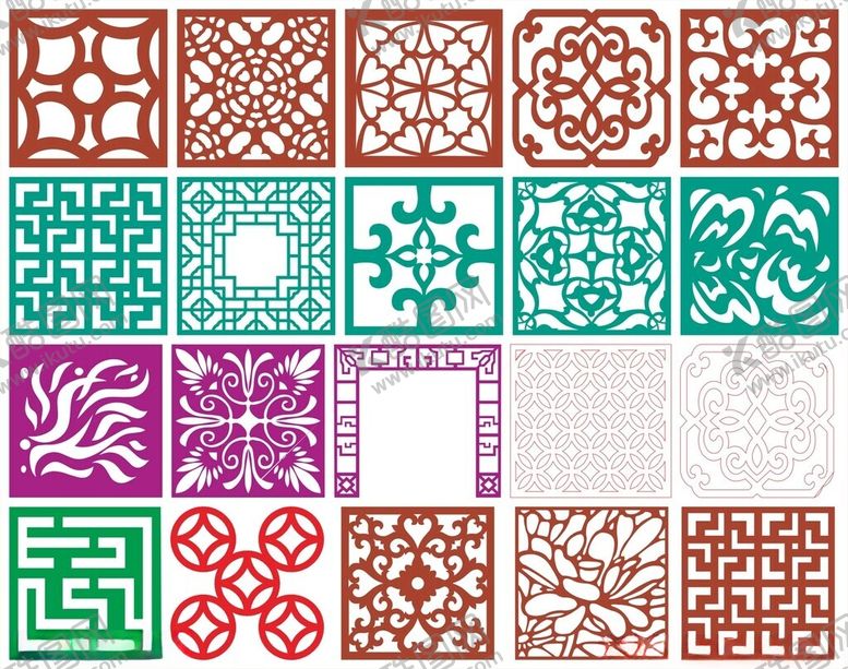 编号：48593410131538098313【酷图网】源文件下载-窗花镂空花纹屏风隔断雕花