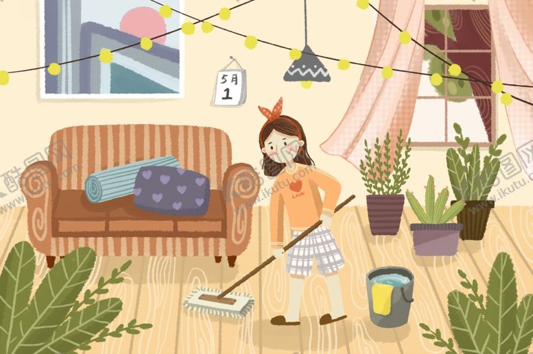 编号：26368709180449577627【酷图网】源文件下载-五一劳动节在家做家务