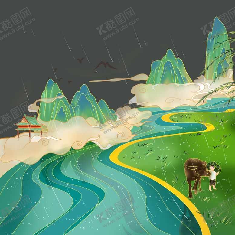 编号：91569603260317061181【酷图网】源文件下载-国潮清明清明节风景中国风古风国