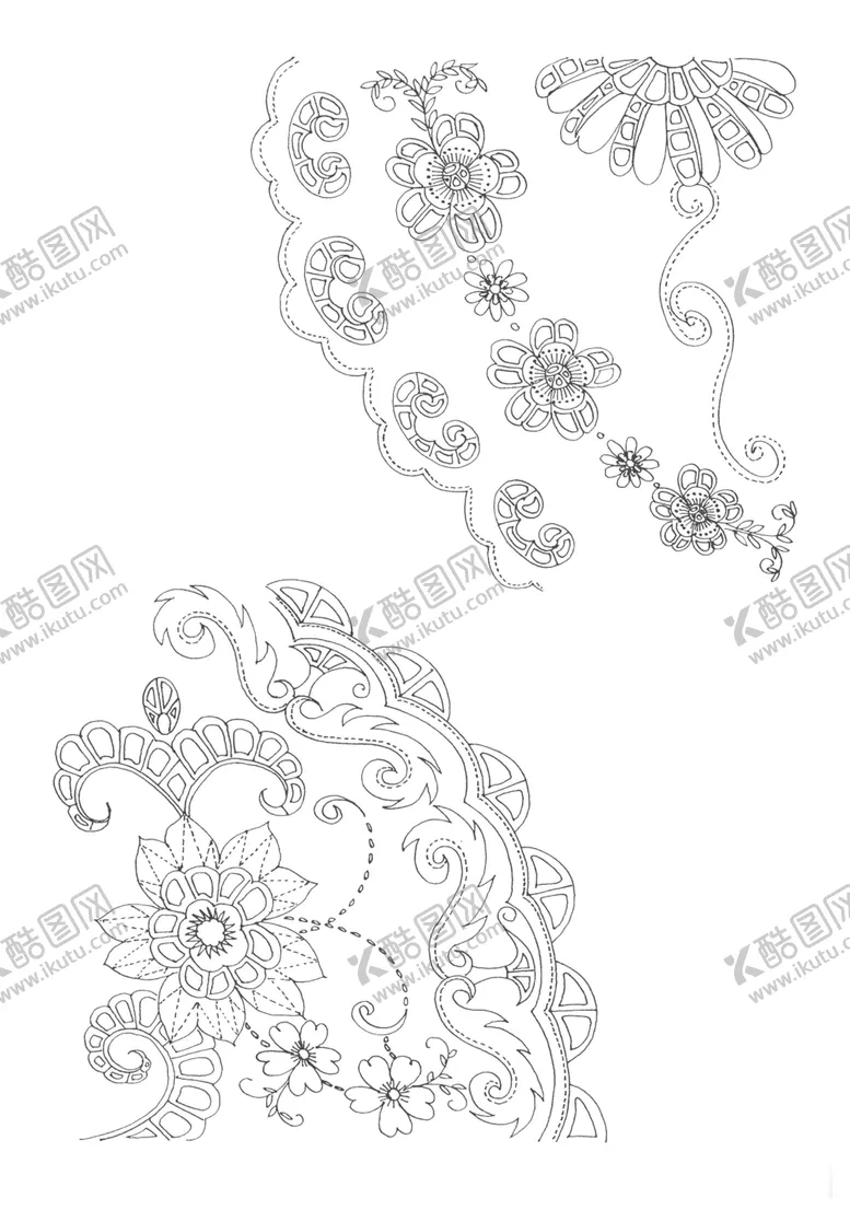 编号：64088406281206392957【酷图网】源文件下载-传统刺绣花纹线稿