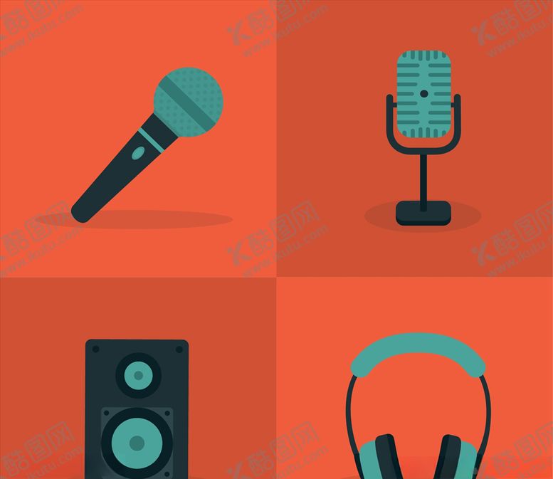 编号：87244510290639057223【酷图网】源文件下载-彩色麦克风和音频图标