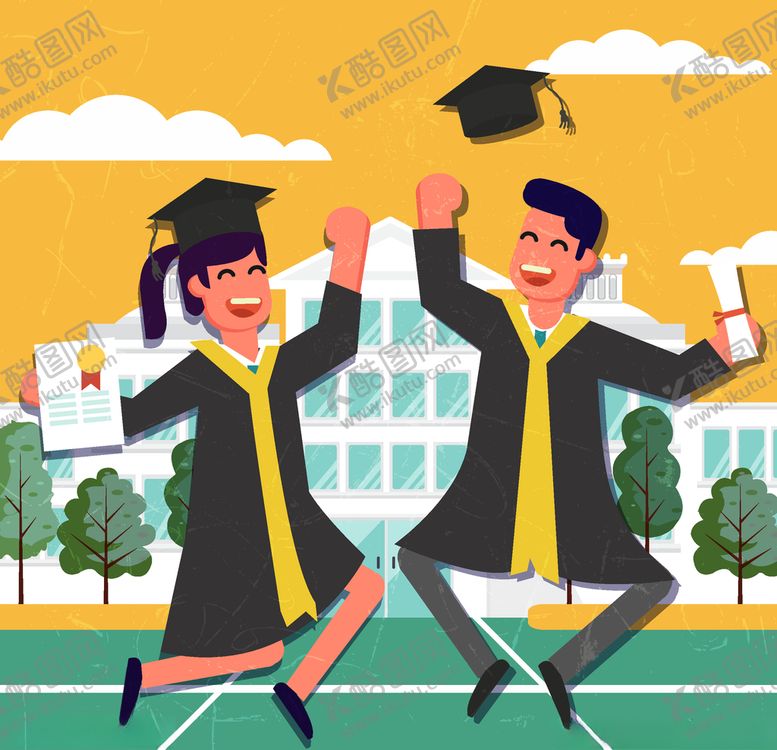 编号：55269007131746459197【酷图网】源文件下载-创意跳跃欢呼的毕业男女