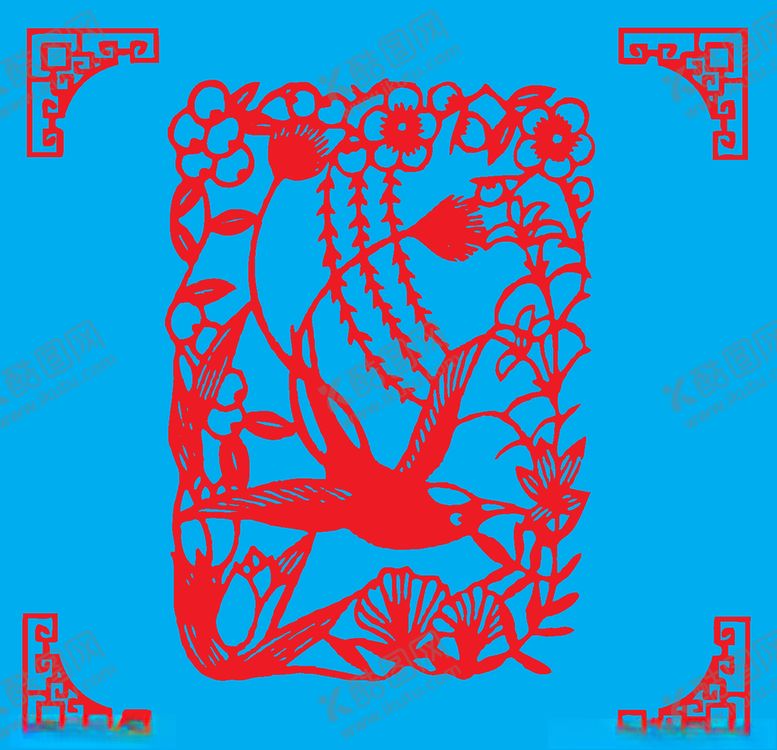 编号：10808609131343483734【酷图网】源文件下载-花鸟剪纸