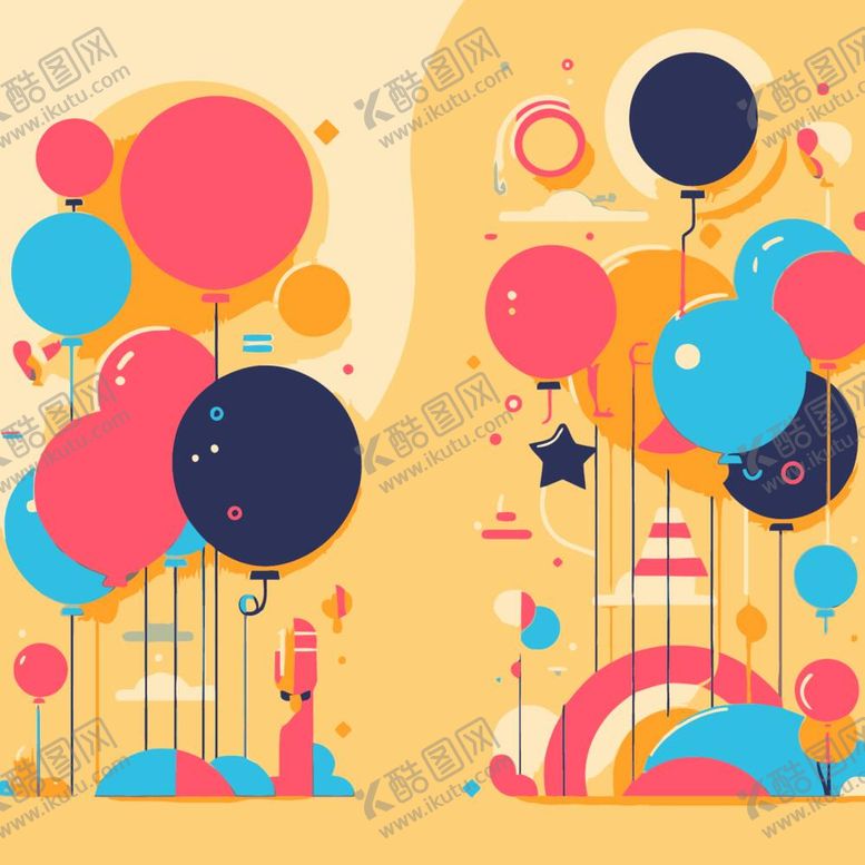 编号：77732712050304207127【酷图网】源文件下载-扁平气球卡通创意