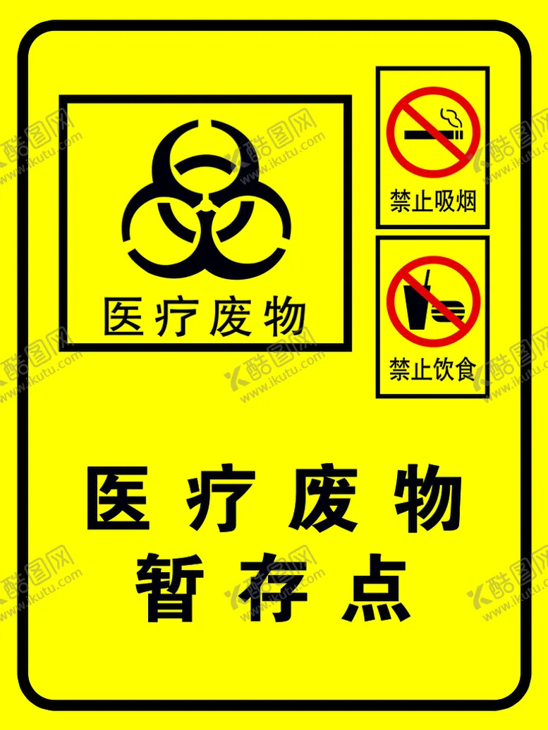 编号：38450109120015291973【酷图网】源文件下载-医疗废物暂存点禁止烟火标志禁止饮食标志