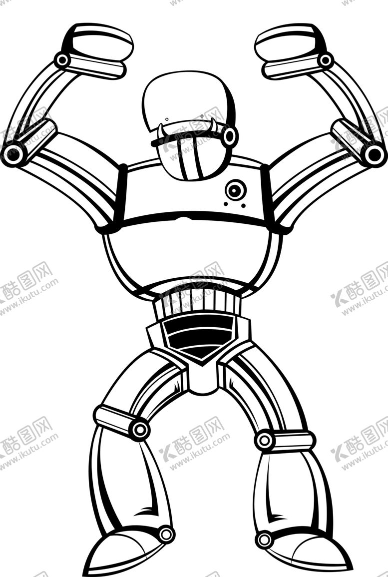 编号：73261909221521394569【酷图网】源文件下载-黑白单色卡通机器人PNG免扣高