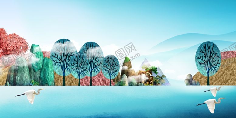 编号：21029910201342146352【酷图网】源文件下载-手绘风景