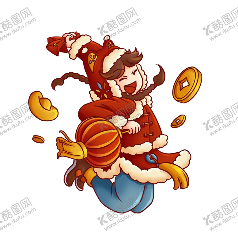 编号：65301304170805409413【酷图网】源文件下载-拿灯笼喜庆的新年娃娃